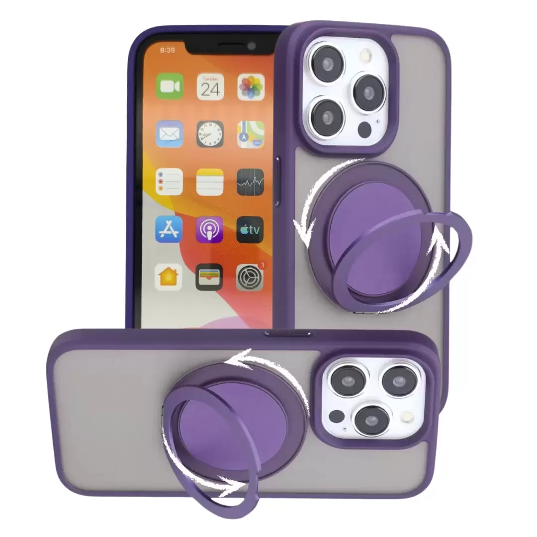 iPhone 13 Pro Max/iPhone 12 Pro Max MagSafe Cam Smoke Rotating Kickstand Dark Purple