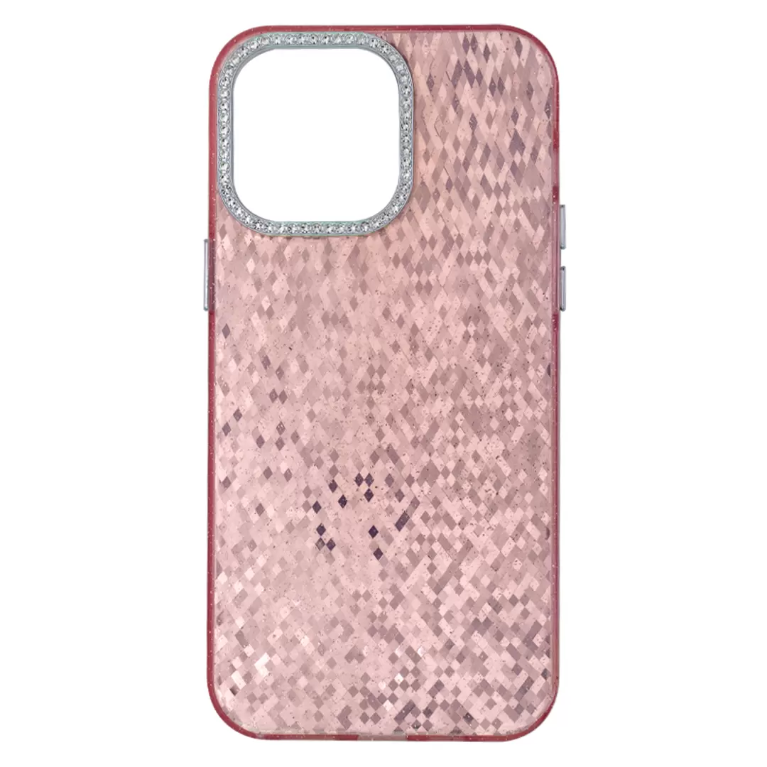 iPhone 16 Pro Max Shiny Mosaic Rhombus Case Pink