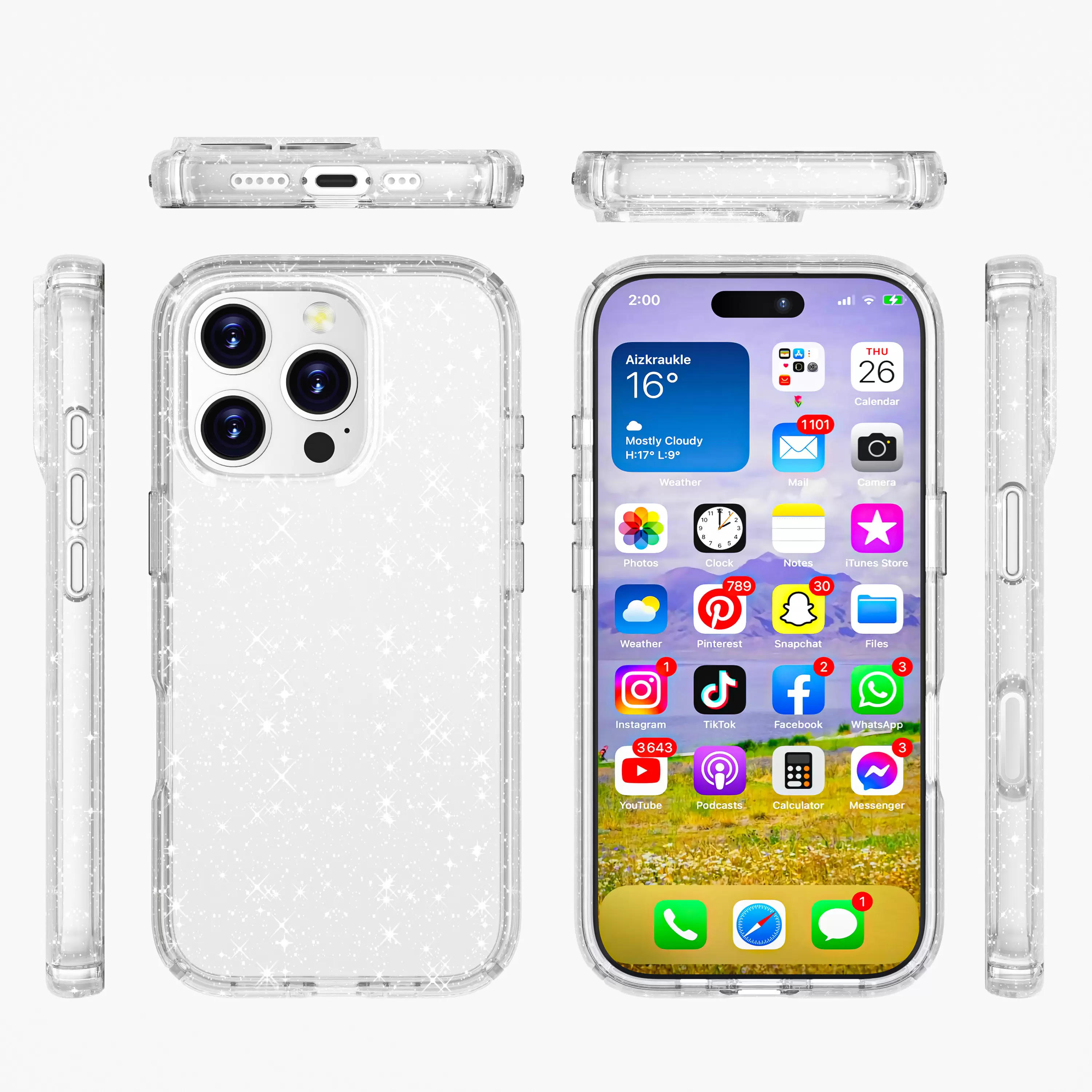 iPhone 15 Pro Fleck Glitter Case Clear