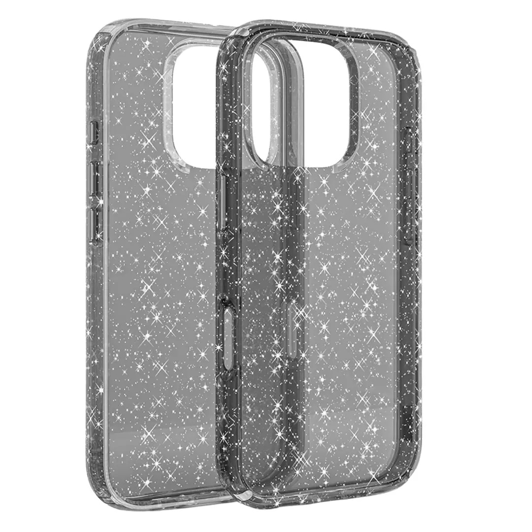 iPhone 16 Plus Fleck Glitter Case Clear Black