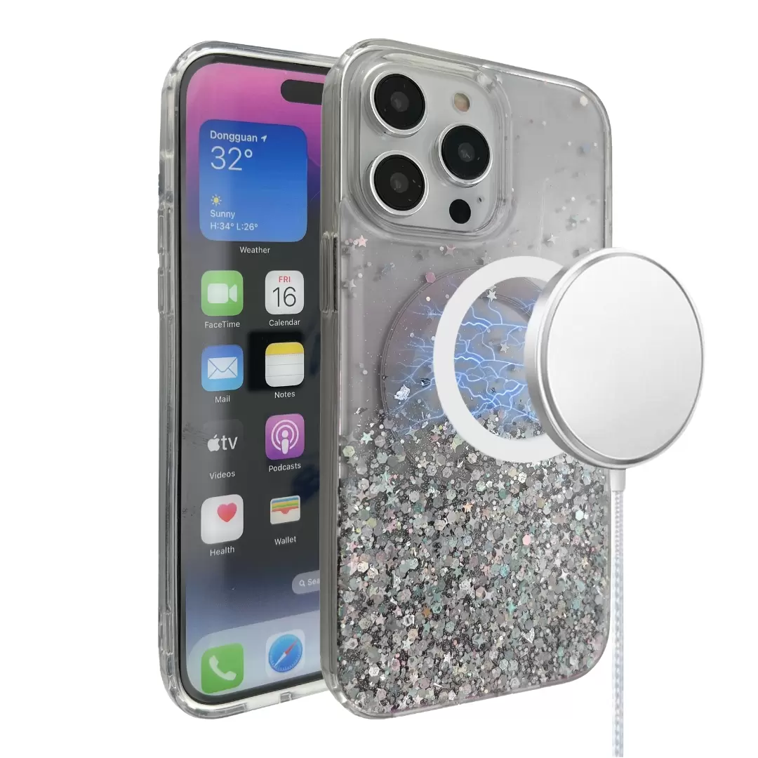 iPhone 15 Pro/iPhone 14 Pro Bling MagSafe Twotone Eco White