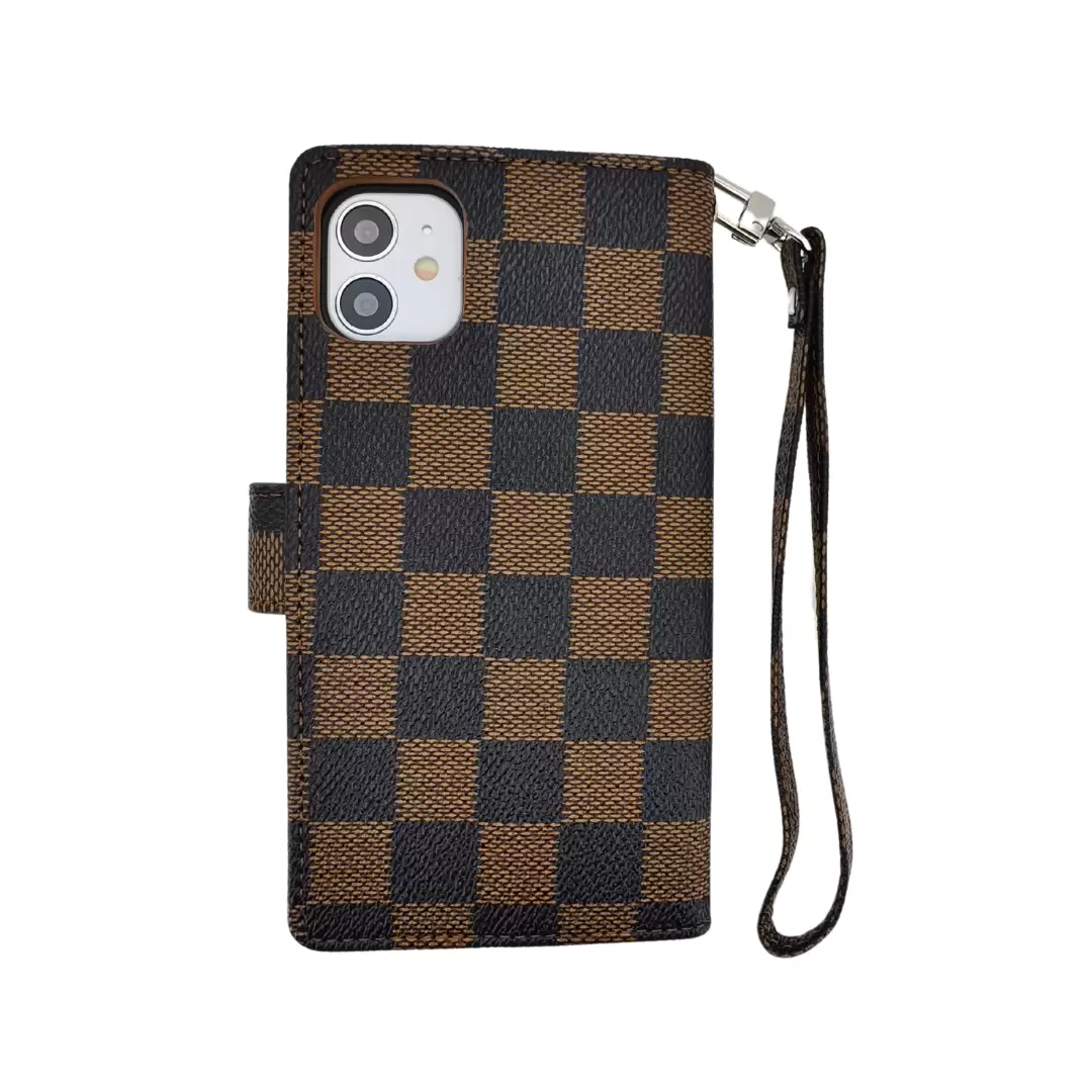 iPhone 11 Premio Wallet Checker Brown