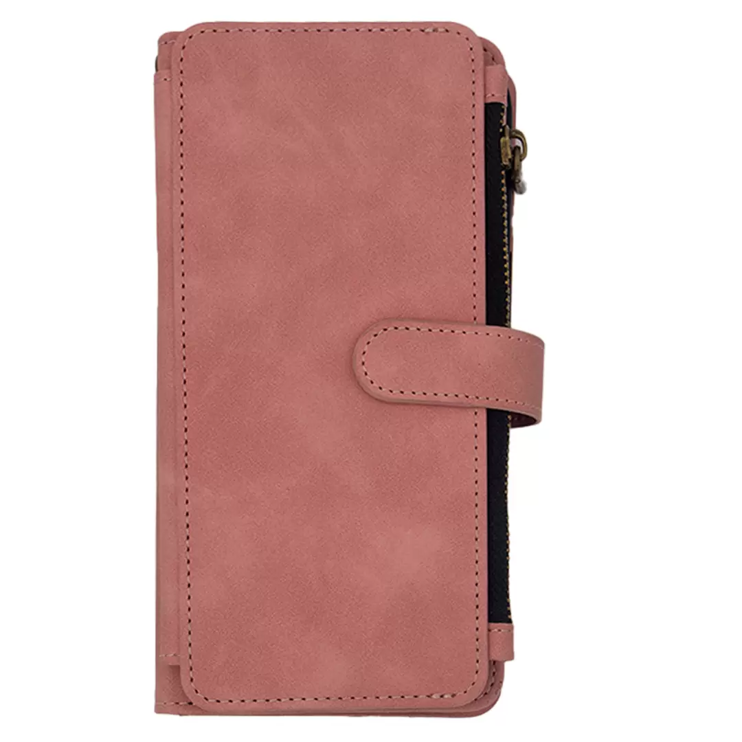 iPhone 15/iPhone 14/iPhone 13 Luxury Wallet with Zipper Case Rose Gold