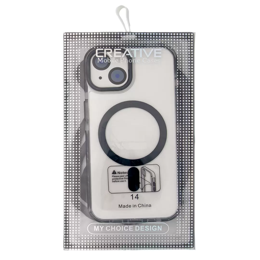 iPhone 15 Plus/iPhone 14 Plus Magsafe Clear Two Tone Case with Lanyard Black