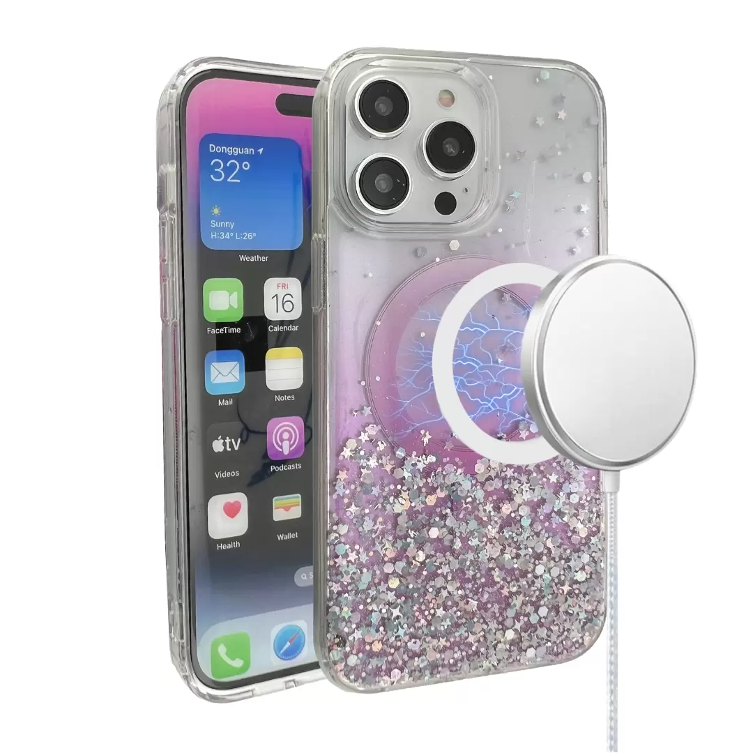 iPhone 15 Pro/iPhone 14 Pro Bling MagSafe Twotone Eco Pink