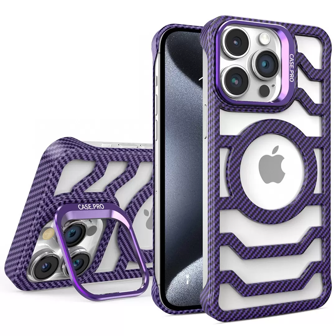 iPhone 15/iPhone 14/iPhone 13 Magsafe Hollow Case with Camera Stand Dark Purple