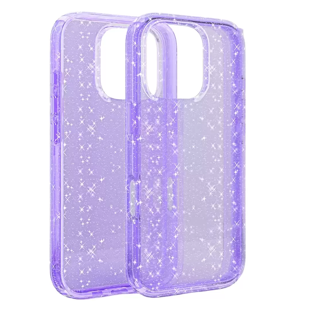 iPhone 16 Pro Max Fleck Glitter Case Clear Purple