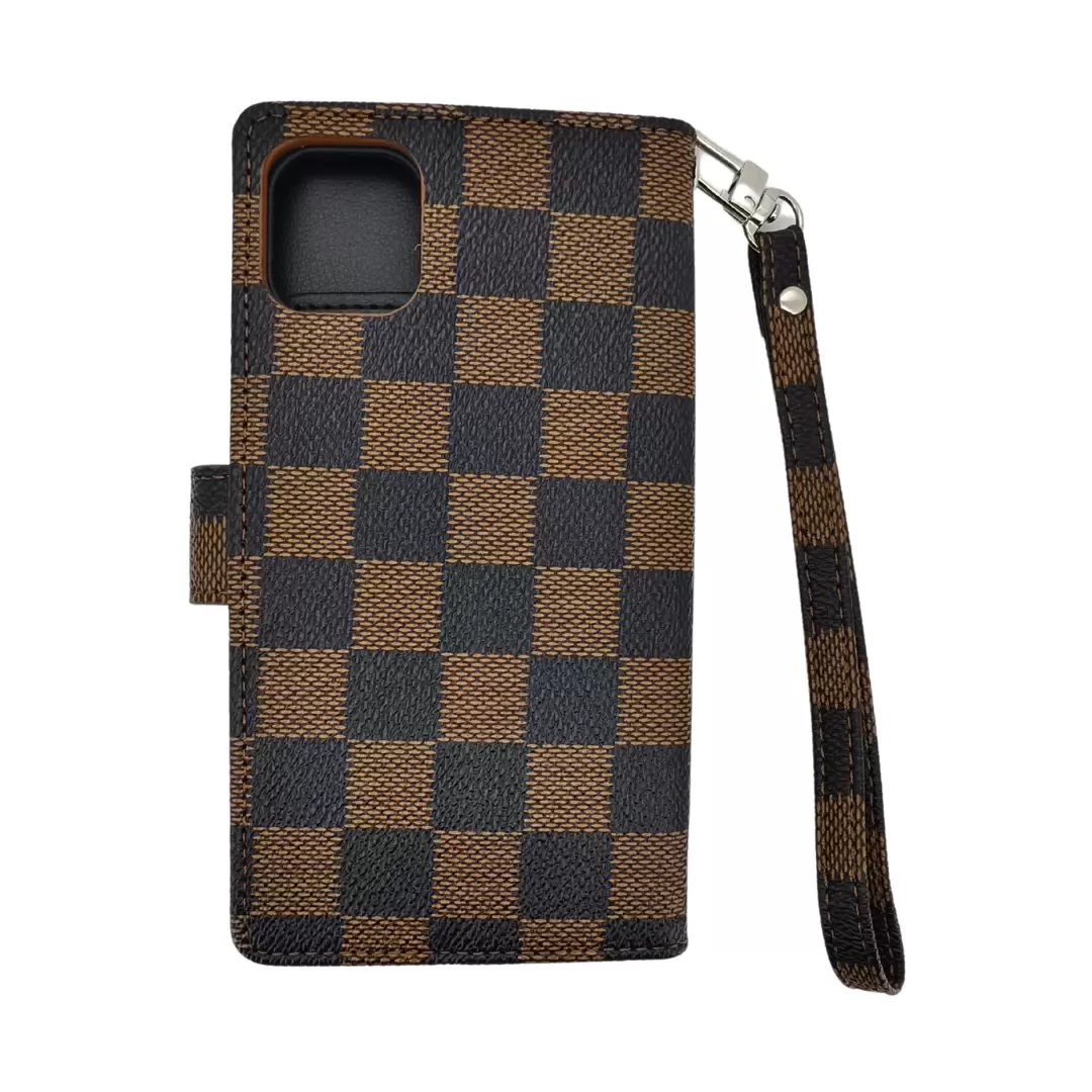 iPhone 11 Premio Wallet Checker Brown