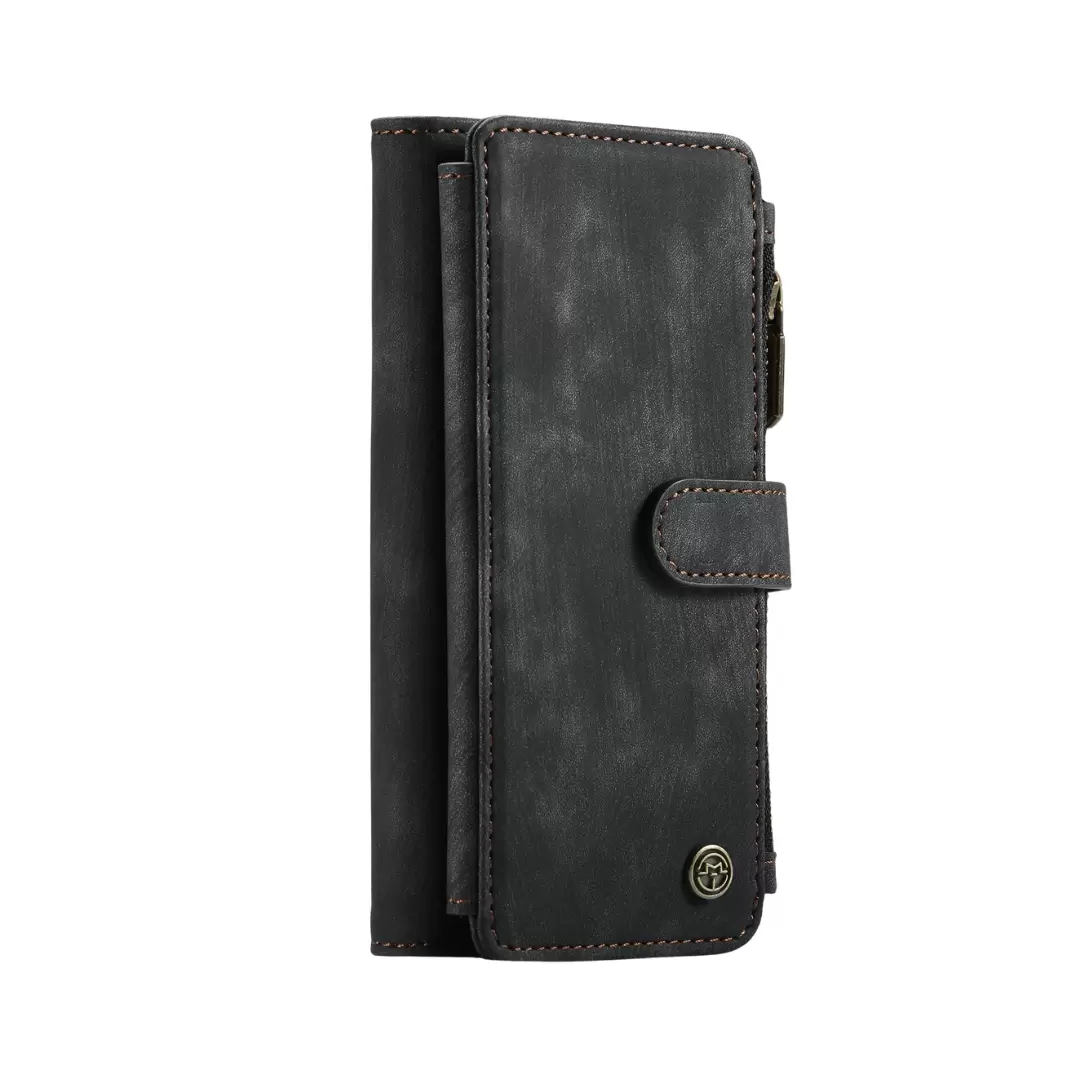 iPhone 16 Plus Luxury Wallet with Zipper Case Black